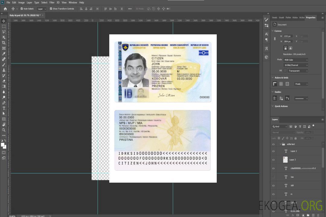 Carte d'identité du Kosovo template Carte d'identité du Kosovo template